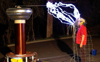 Faraday cage with his hands