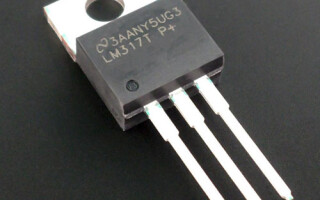 Description of characteristics, pin assignments, and example circuit diagrams for the LM317 linear voltage regulator