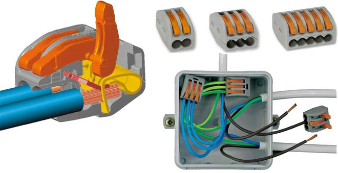 Wago terminal blocks inside a junction box