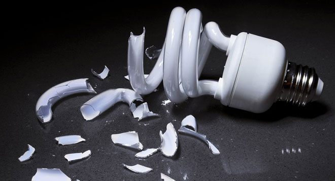 Broken fluorescent lamp