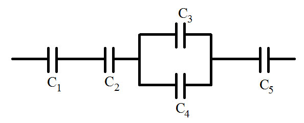 Finding the capacity of capacitors in series or parallel - formula
