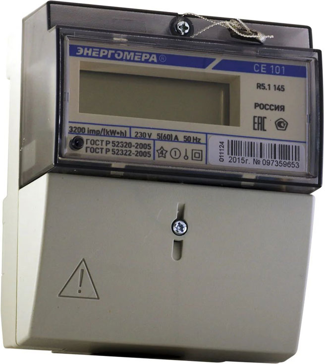 Electric meter Energomera CE101 appearance. 