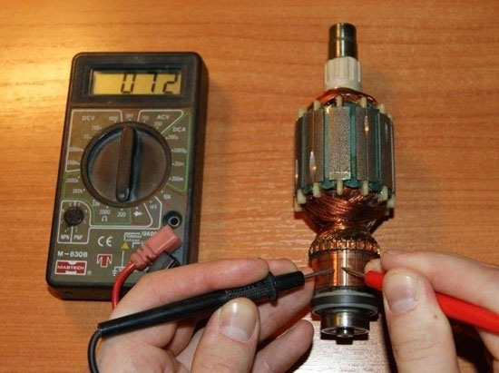 Testing of electric motors of various kinds with a multimeter