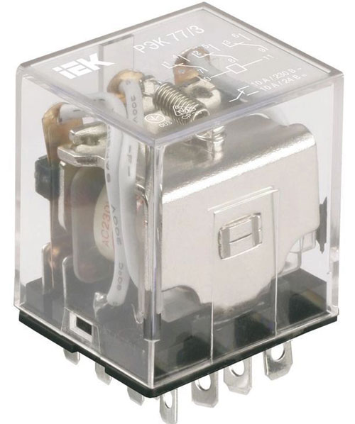 Electromagnetic intermediate relay (LY3) with indication 10A 24V AC IEK. 