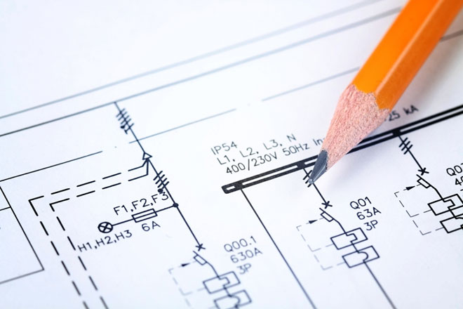 An example of a one-line diagram project. 
