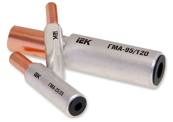 GMA copper-aluminum sleeve for connecting copper and aluminum wires.