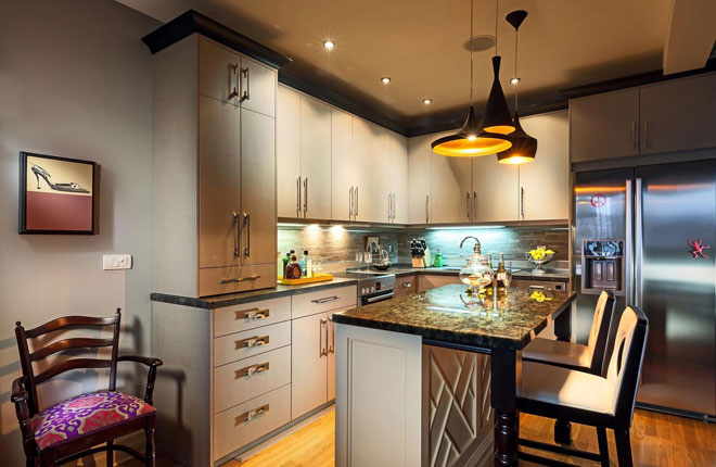 Example of lighting arrangement in the kitchen. 