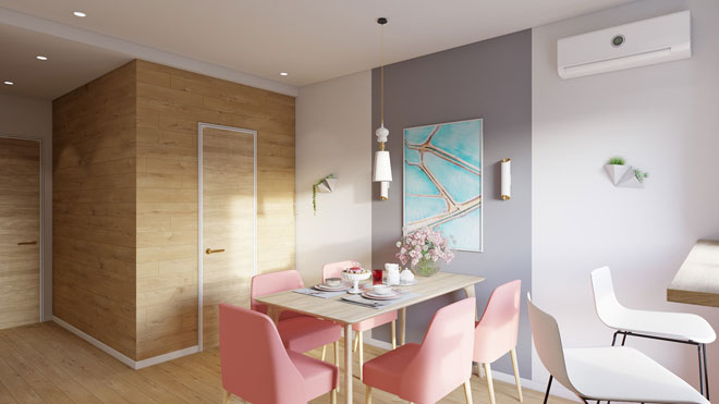 Illumination of the dining area in the kitchen. 