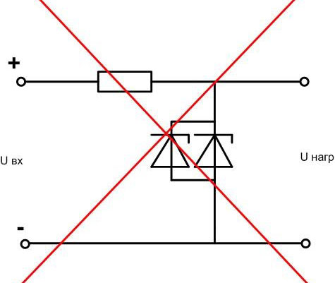 Stabilizing diodes must not be connected in parallel with each other. 