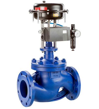 Pneumatic control valve with air reducer without limit switches. 