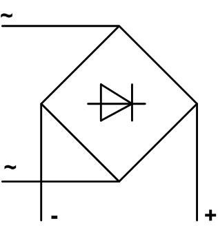 Simplified picture of a diode bridge. 