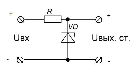 Basic circuit diagrams for the power supply of a Zener diodes. 