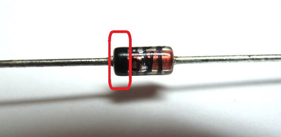 Marking of stabilizing diodes in plastic enclosure. 