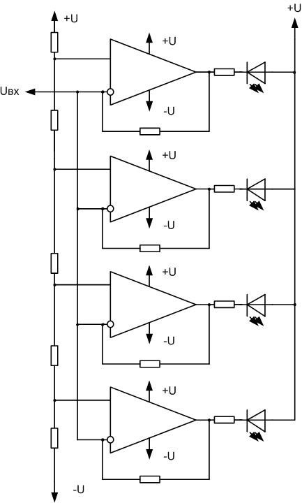 Schematic diagram of a 4 level comparator. 