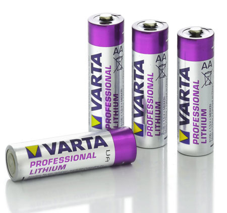 Varta AA lithium batteries. 