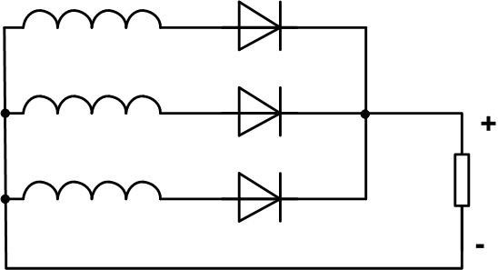 Three-phase rectifier circuit. 