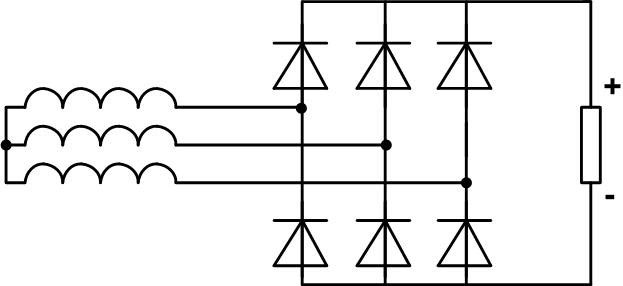 Three-phase bridge voltage rectifier circuit. 