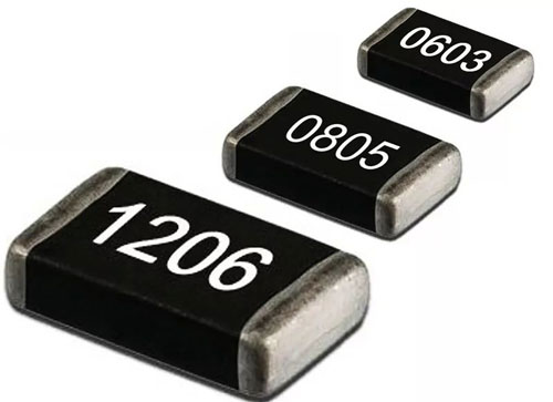 SMD resistors 1206, 0805, 0603 appearance. 