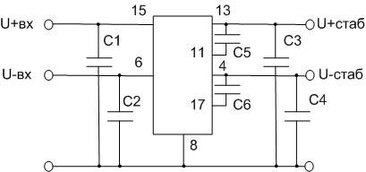 KREN bi-polar voltage regulator connection diagram. 