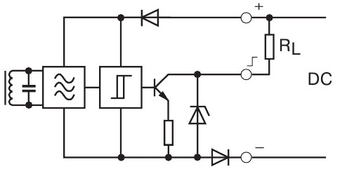 Principle diagram of an inductive DC sensor. 
