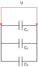 Parallel connection of capacitors. 